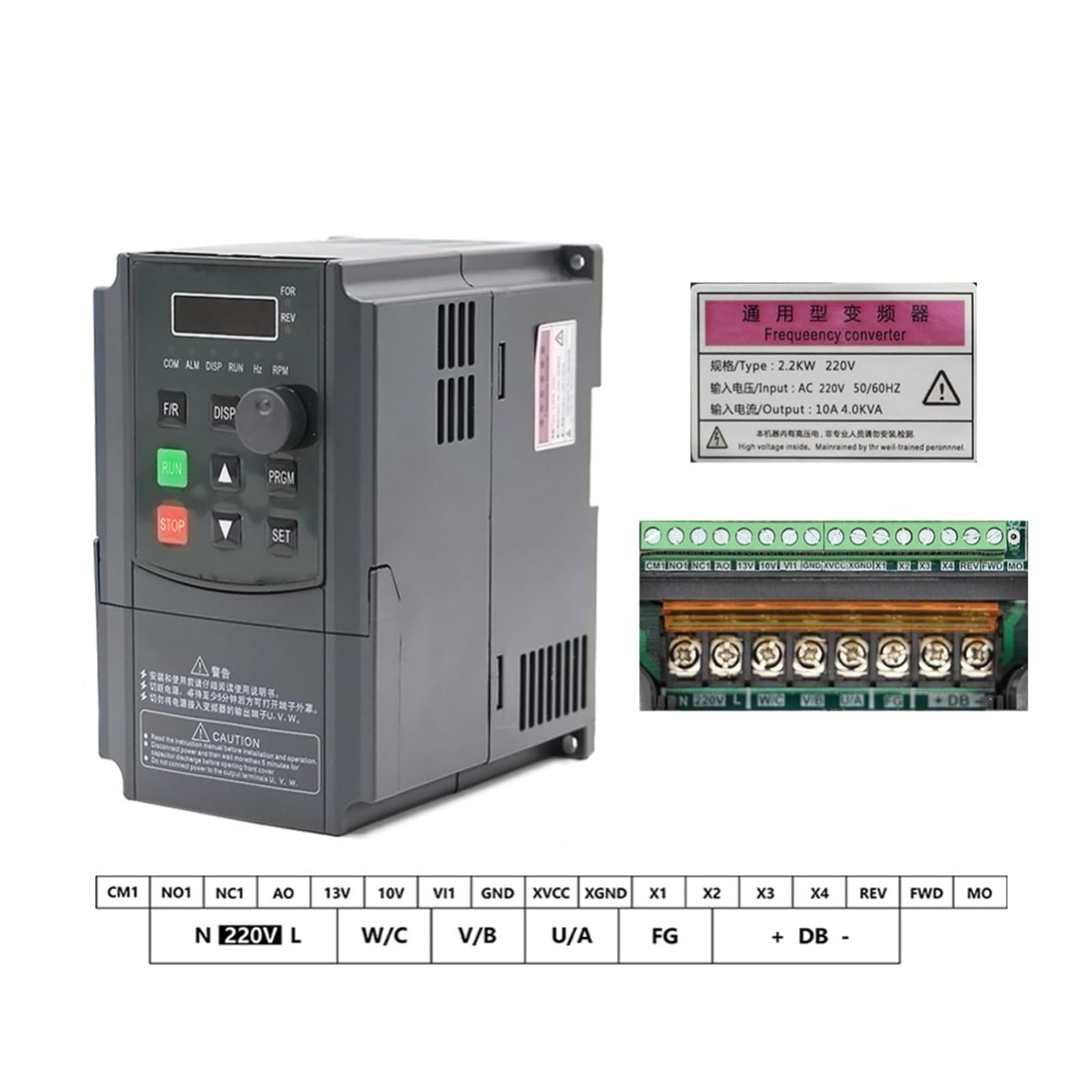 Variador De Frecuencia 220 1,5 kW Inveter 2,2 kW Przetwornica częstotliwości VFD Napęd o zmiennej częstotliwości Sterowanie prędkością silnika wrzeciona Kompaktowa konstrukcja(2.2KW)