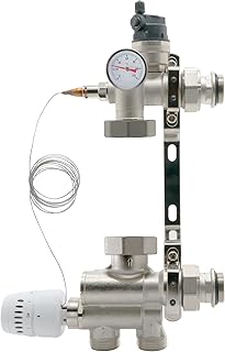 VANCOCO 210mm Mittenabstand Mischpumpenhalterung für Fußbodenheizung, Ohne Pumpe, Heizkreisverteiler Mischstation, 20-70°C, bis 220m², CW617N Messing vernickelt