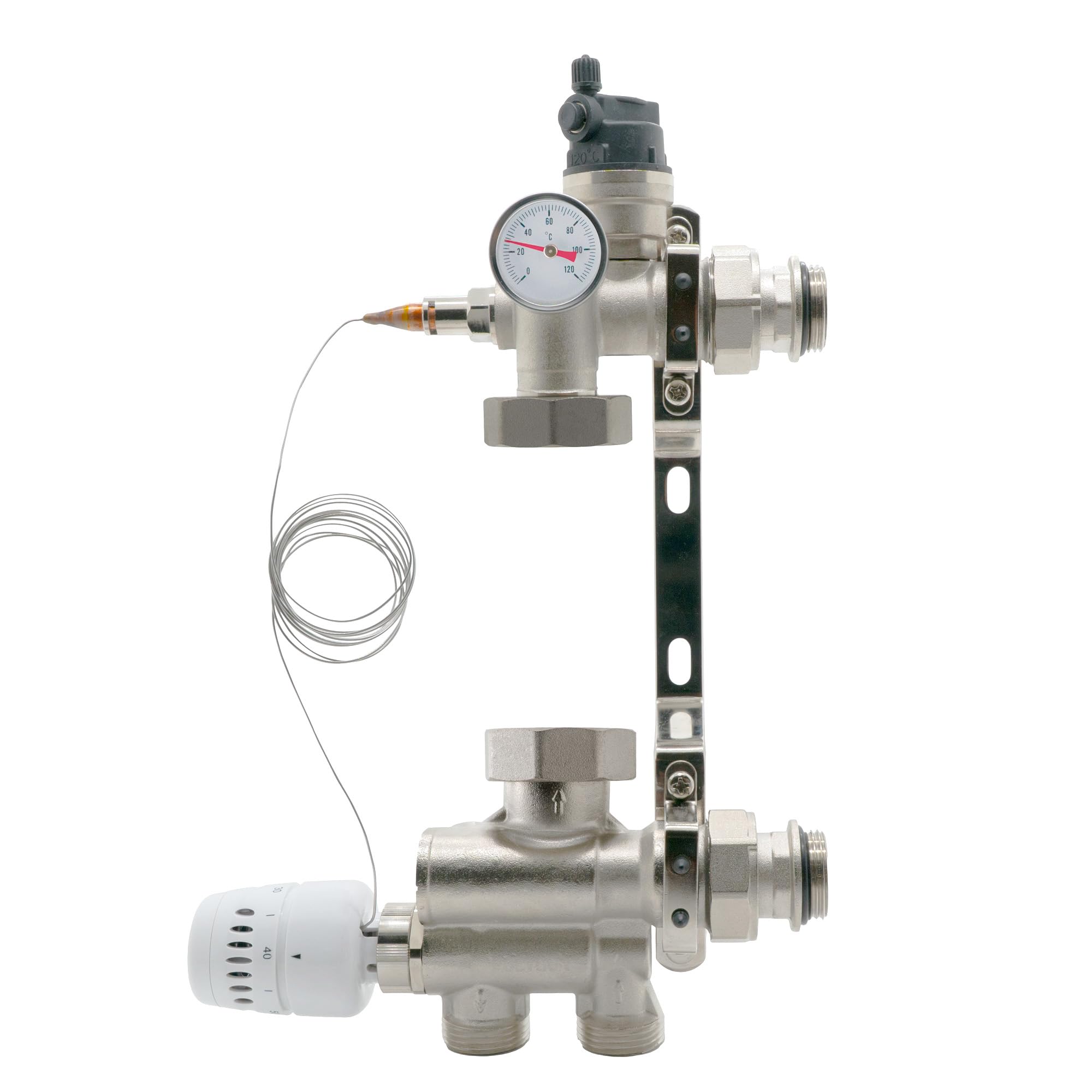 VANCOCO 1/2" Eck Vollweiß Thermostatventil + Rücklaufventil