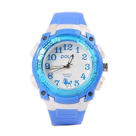 POLIT Kids Student Water Resistant Electronic Pointer Watch Gift Digital Sport Wristwatch - Blue