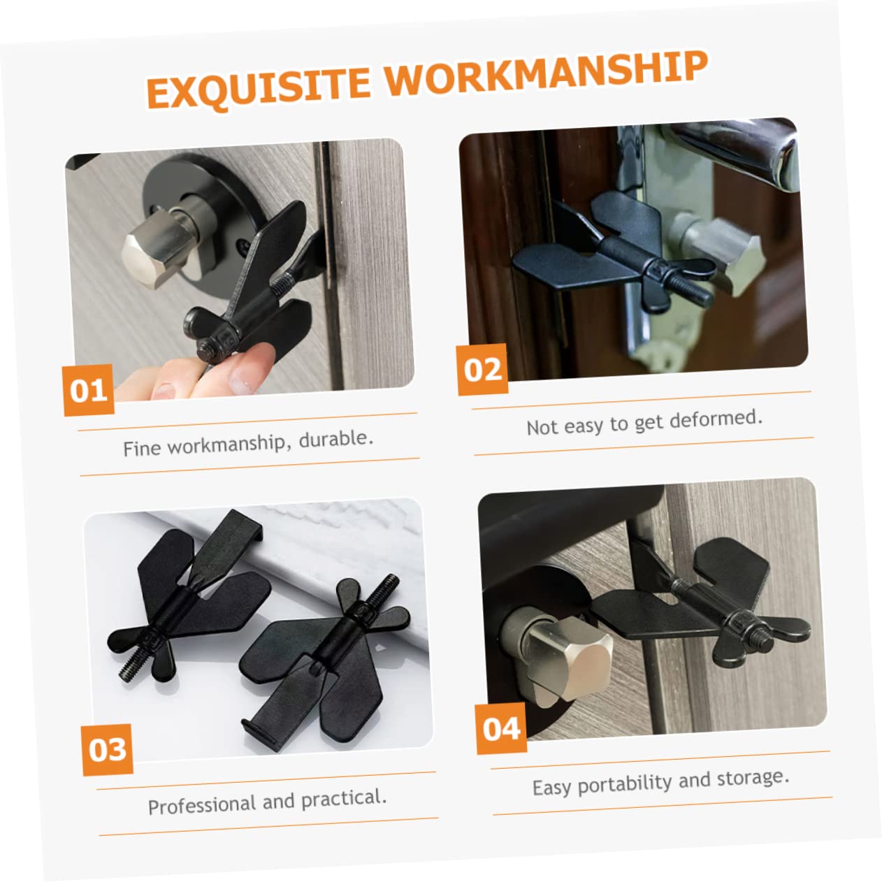 Operitacx 5 Pièces Verrou de Porte Portable Inoxydable Dispositif de Sécurité pour Maison et Butée de Porte Durable et Pratique Installation Sans Perçage