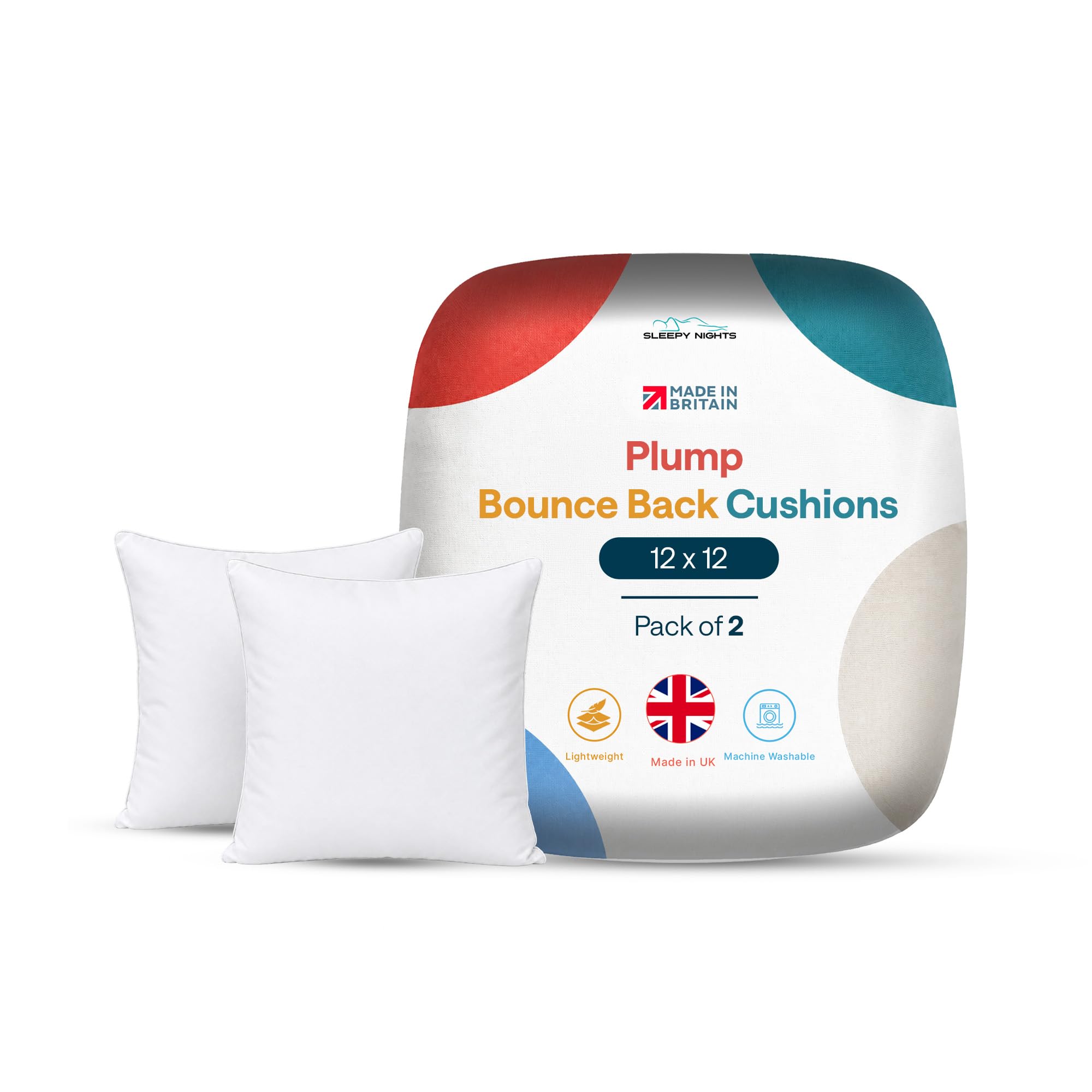 SleepyNights Cushion Pads 30cm x 30cm, Cushion Inserts Pack 2 | 12"x12"