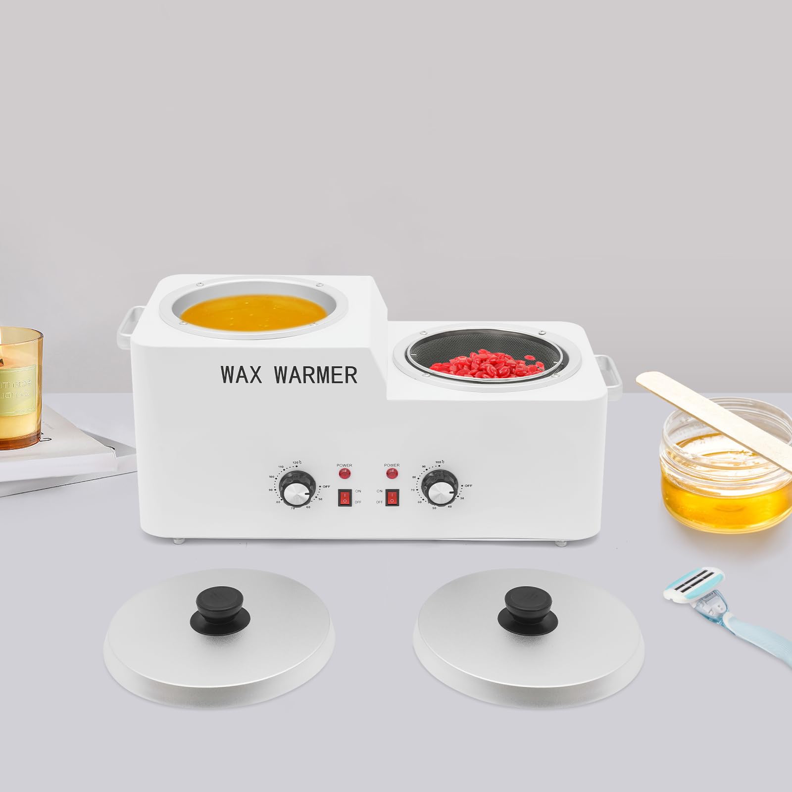 Wax Melter Heater, 600 W, urządzenie do topienia wosku, ogrzewanie Double Pot Wax Heater do usuwania włosów, 2 piece, 1,98 galona