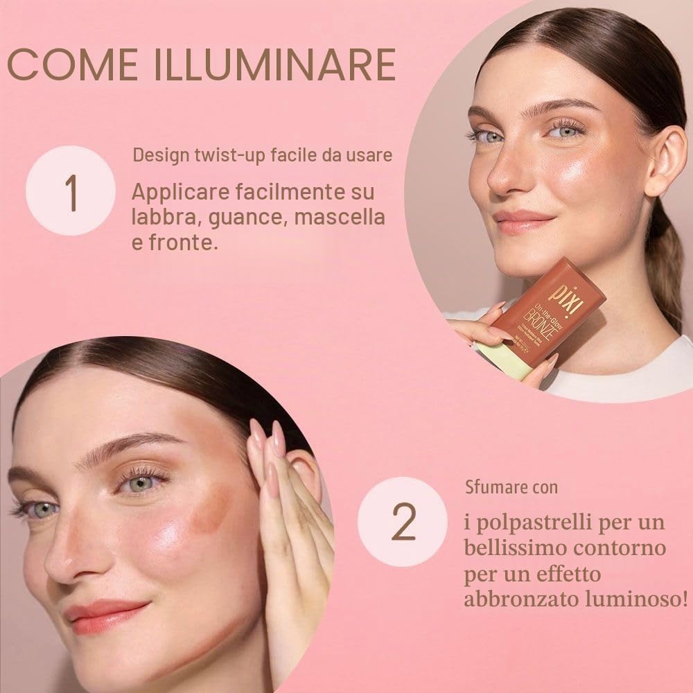 Pixi Beauty On-the-Glow Bronze | Colore: WarmGlow | Stick Abbronzante Idratante per Guance e Labbra | Con Ginseng, Aloe Vera e Estratti di Frutta | Senza Parabeni | 19 g / 0,6 oz