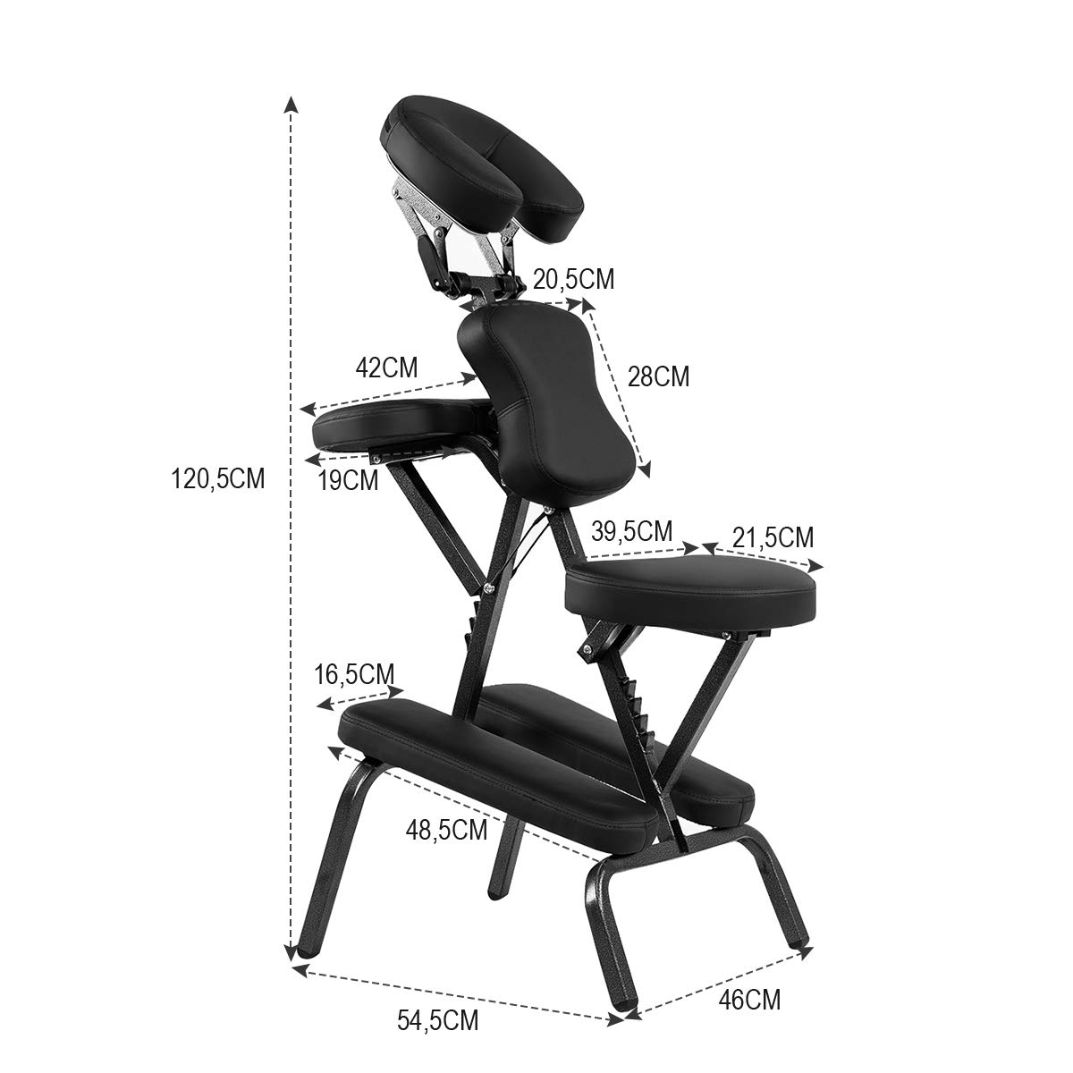 COSTWAY Silla de Masaje Plegable Altura Ajustable, Sillón de Tatuajepara Estética SPA, Terapia Portátil (Negro)