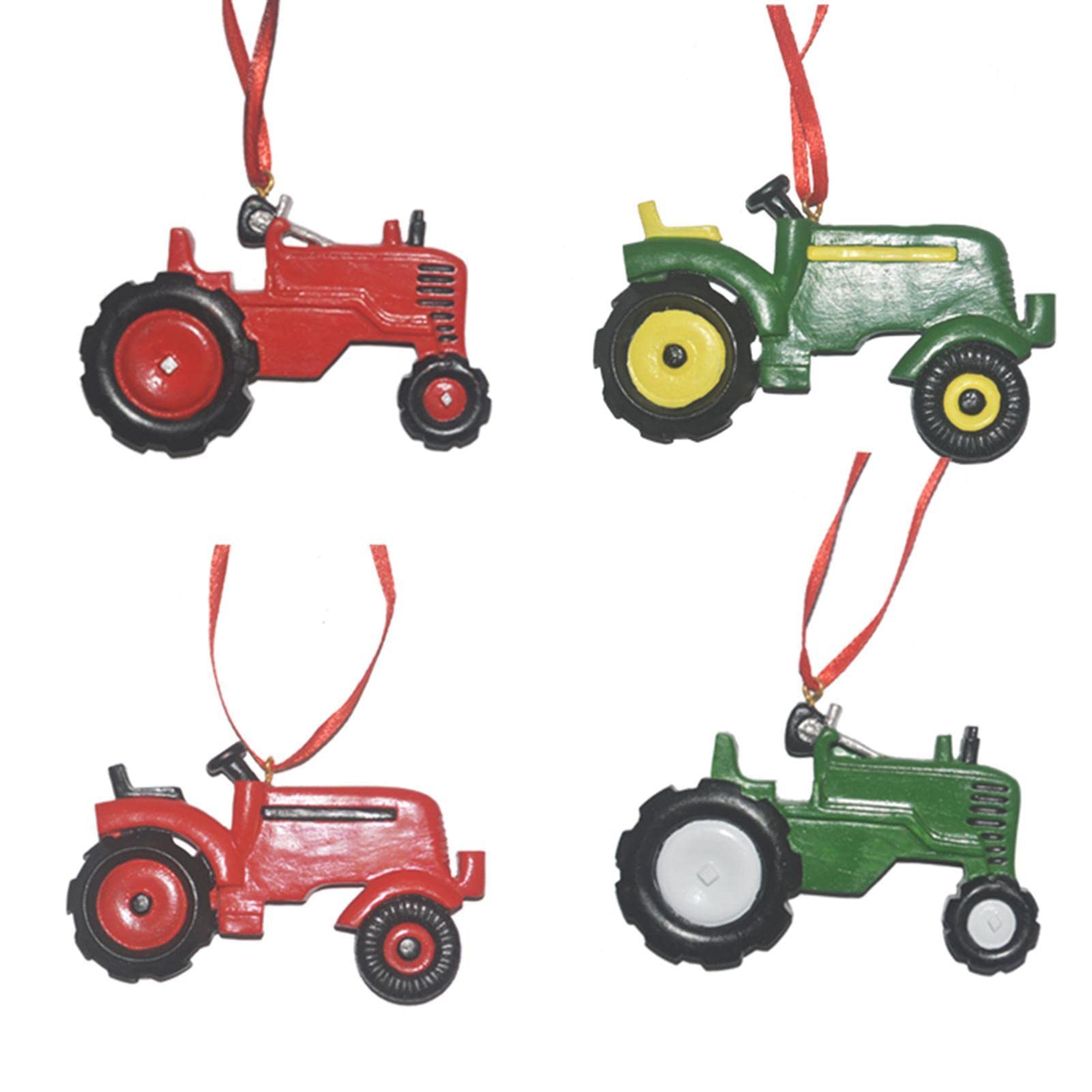 Pw Tools 4Pcs Resin Tractor Ornament | Personalized Tractor Tree Decorations | Farm Ornaments | Tree Hanging Ornaments Car Decorations
