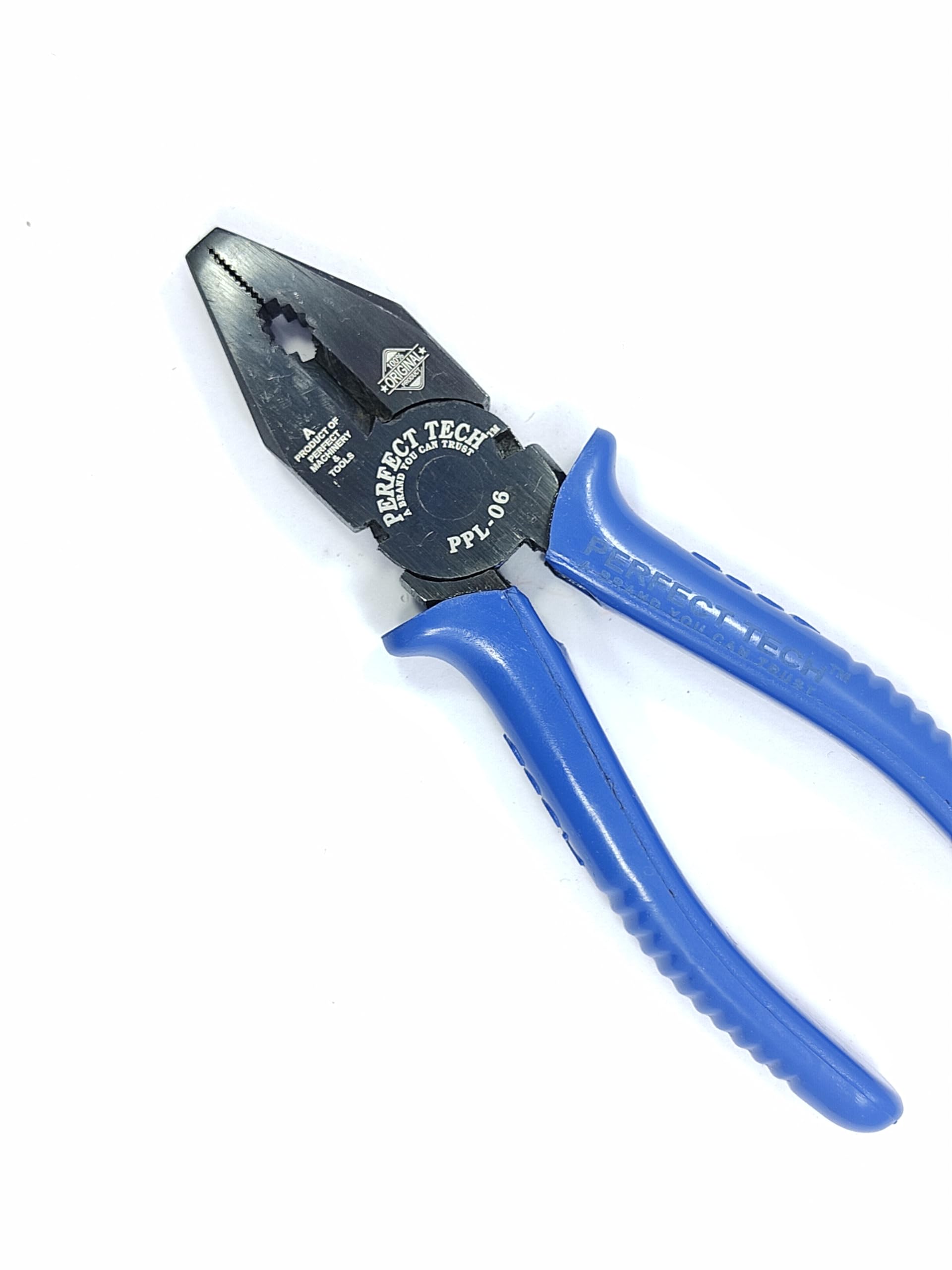 PERFECT TECH Combination Cutting Plier | Anti-Rust Properties For Gripping | 160MM/ 6 Inch | Carbon Steel Insulated Lineman Plier | Industrial & Plumber Hand Tools | Pliers For Home Tool Kit (Blue) 1