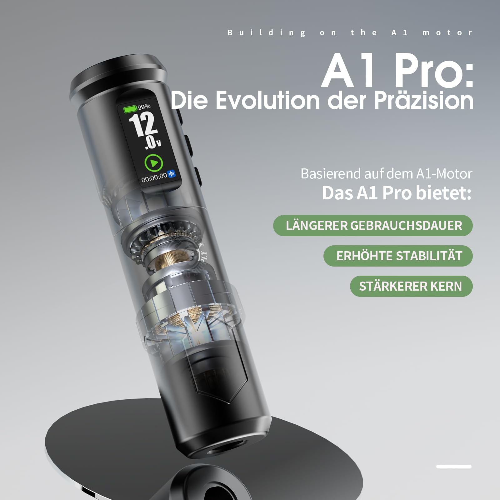 Dragonhawk A1 Pro Tattoo Maschine Set, 4,0 mm Hublänge,2000mAh Akku | Kabellose Tätowiermaschine,2000mAh Akku,20 Nadeln Für Linien & Schattierung auf Übungshaut Ideal für Anfänger