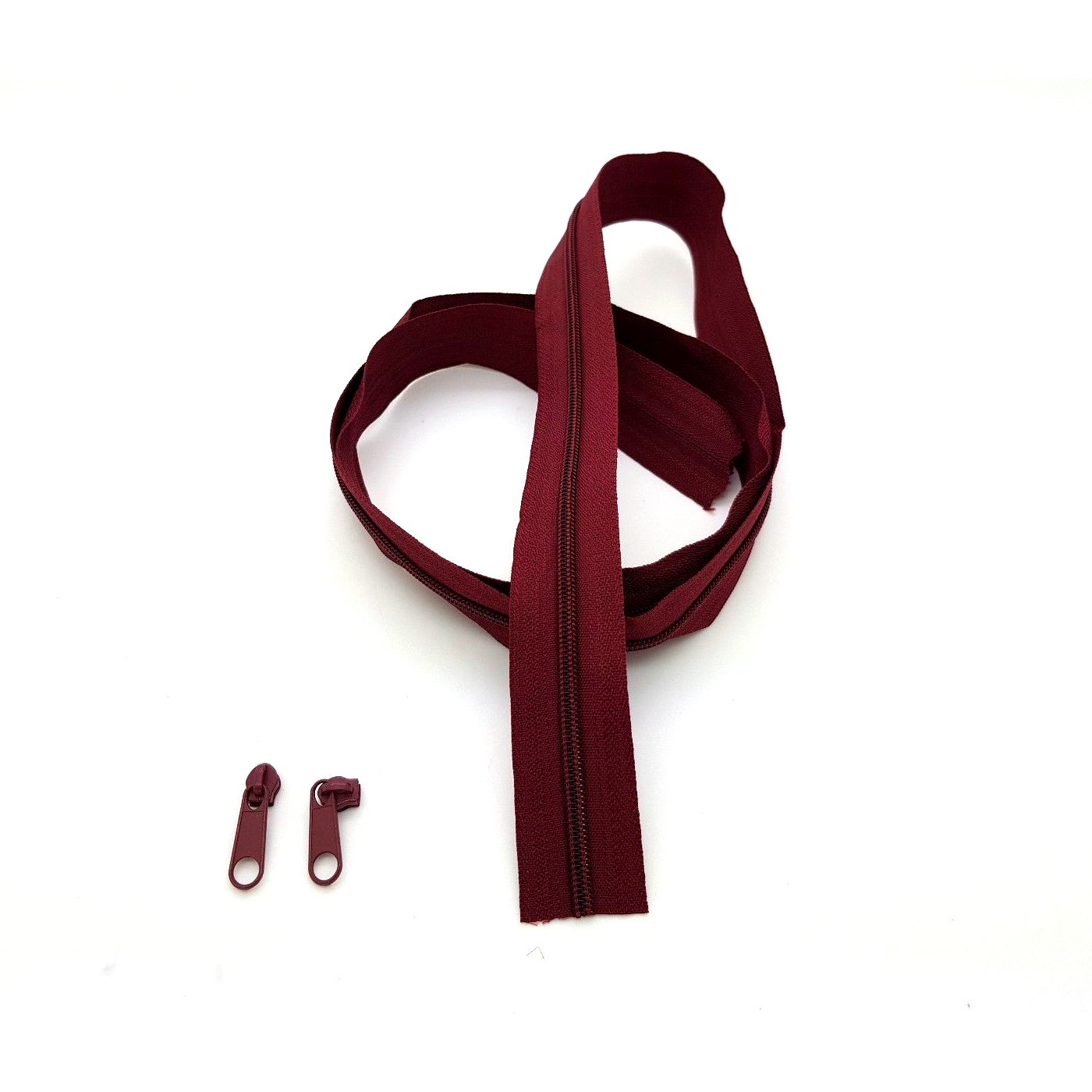 SolaDirect Zipper Tape Size #5 Nylon Coil Spiral Continuous Zip Zipper + 2 Sliders per 1 Metre for Clothes Jacket Coat Backpack DIY Crafts (Burgundy 178, 5 Metres + 10 Sliders)