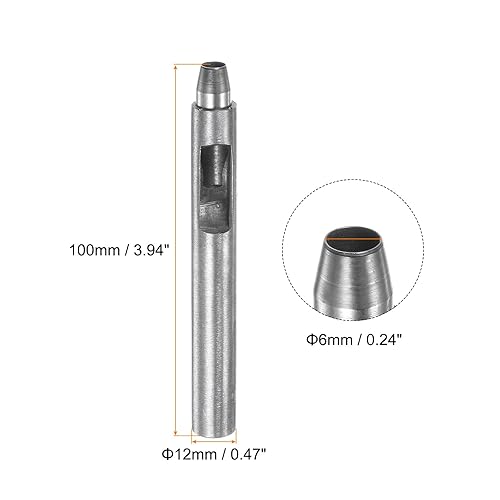 Miniatura 2 de HARFINGTON 2 piezas de perforador de cuero de 0.236 in recto, redondo, ojal, remache a presión, fijador para cuero, artesanía, ropa, bolso, cortina