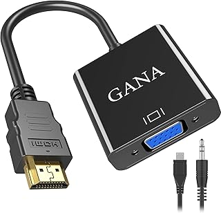 GANA HDMI to VGA Adapter with Audio, Gold Plated 1080P HDTV HDMI to VGA Converter with 3.5mm Audio Output Cable and Micro …