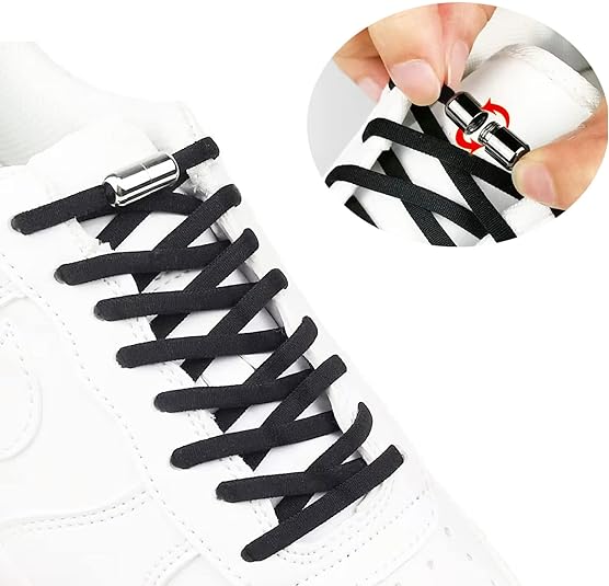 Druk Lock Schoenveters zonder banden Elastische Veters Sneaker 8MM Verbreed Platte Geen Stropdas