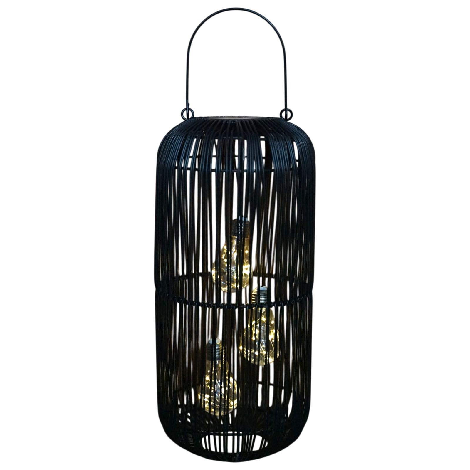 formano Solarlaterne Außen Rattan Look 45 cm mit 3 LED Birnen & Sensor