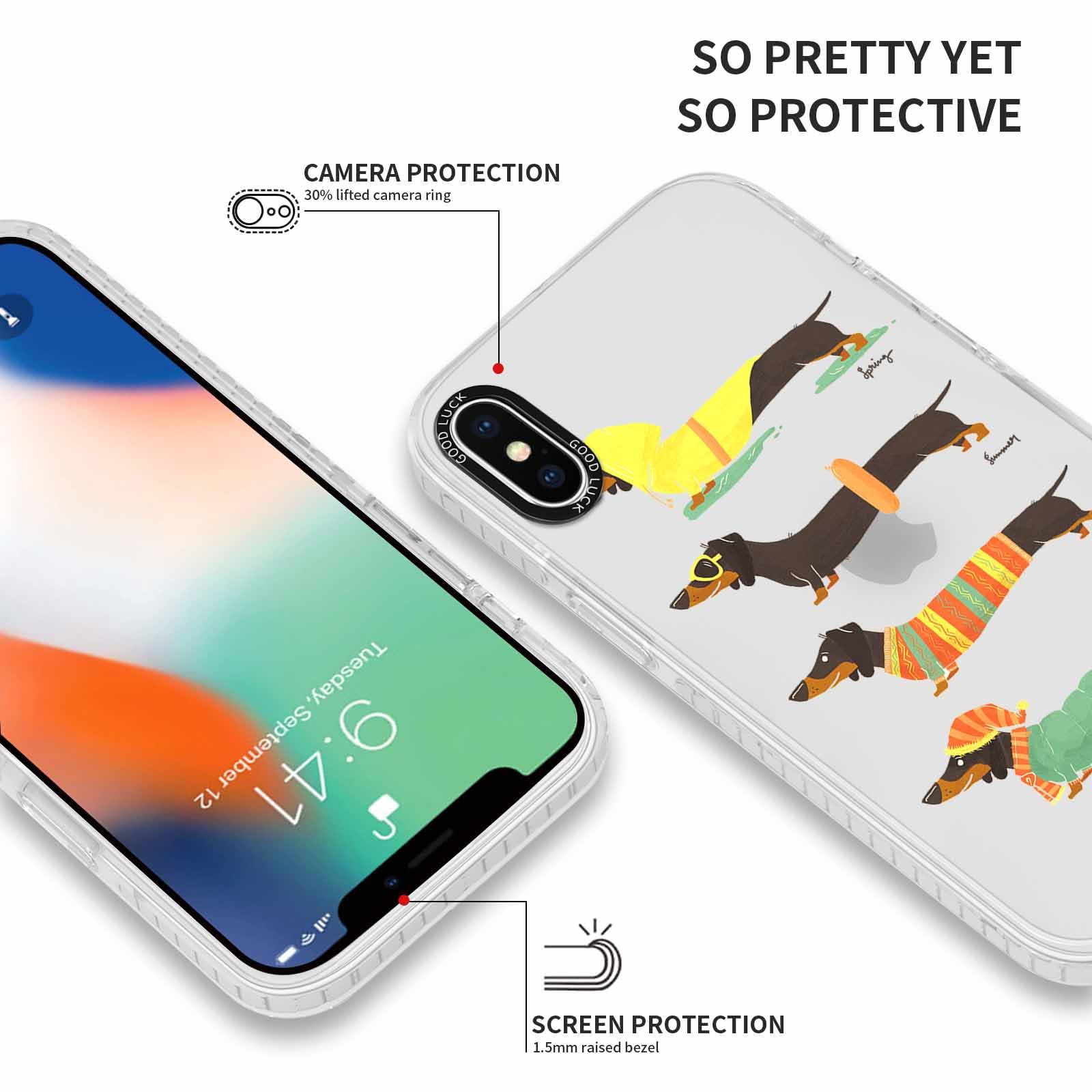 Xylota 2 Piezas Funda para iPhone X/iPhone XS 5,8", Transparente Carcasa con Lindo Dibujos Perro Mujer Niñas Case, Ultra Delgado Silicona Suave TPU Bumper Antichoque Protección Cover para iPhone X — view 3