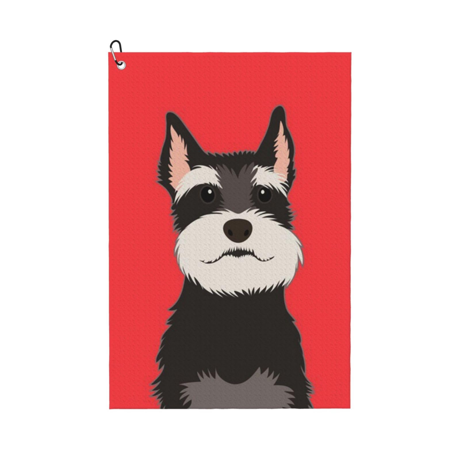 Hnnkloy Schnauzer Buddy Dog, 16x24 in Portable Waffle Golf Towels with Carabiner Clip for Golf Bag