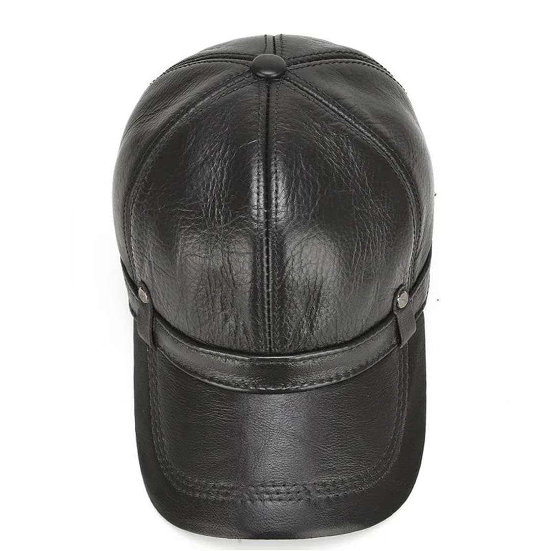 Męska skórzana zimowa czapka baseballowa solidna oryginalna outdoorowa regulowana czapka taty