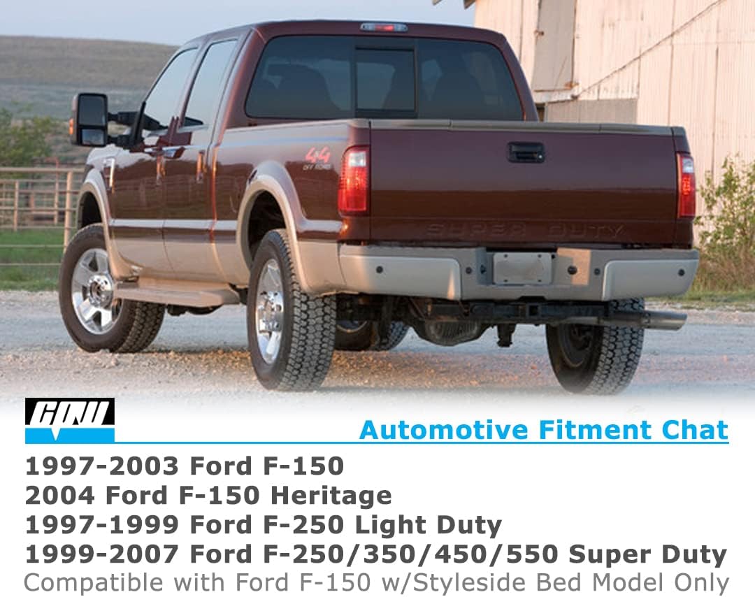 CPW Tail Lights Assembly for 1997-2003 Ford F-150 F-250 F-350 and 1999-2007 Ford SUPER DUTY F250 F350 F450 F550 F650 F750 Tail Lamps Rear Light Black Housing Smoke Lens