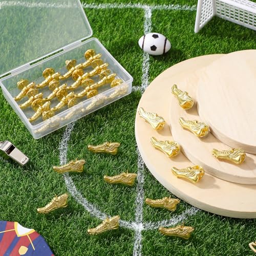 Liliaafar 30 Pcs Gold Chenille Lapel Pins - 1 Inch Bulk Track and Field Award Lapel Pins with Wing & Track Shoe for Team Player Sports, Student Academics Rewards, Sports Party Gifts