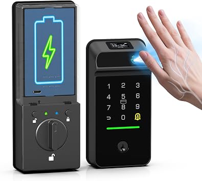 eLinkSmart Palm Vein Smart Door Lock Built-in WiFi, 6 in 1 Keyless Entry Door Lock with App Remote Alexa Control Auto Lock Rechargeable Battery, Waterproof Front Door Deadbolt No hub No Drilling