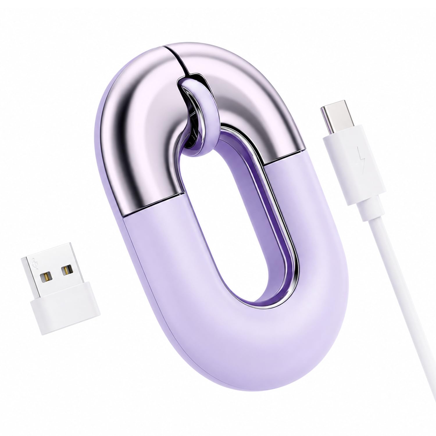 Travel Mouse Purple Wireless Mouse for Laptop Bluetooth Silent Mouse | Rechargeable Portable Cute Donut Mice Dual Mode & 2.4G, 1200 DPI for Mac, iPad, PC