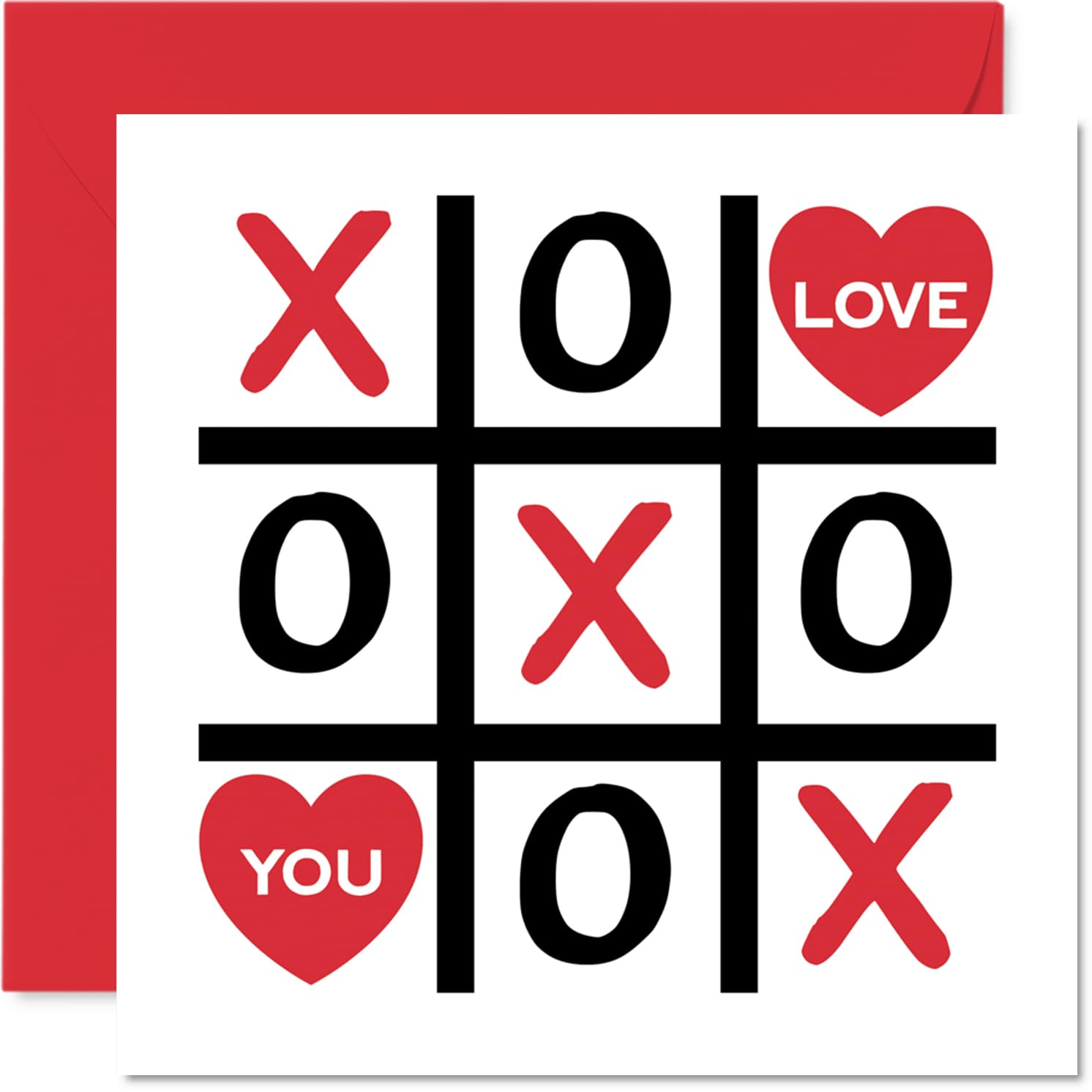 Cute Anniversary Card - Tic Tac Toe Love - Adorable Happy Anniversary Card for Women Men, 145mm Joke Humour Anniversaries Greeting Cards