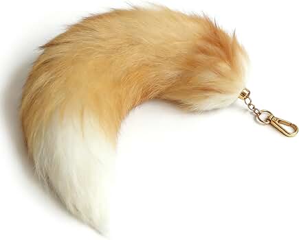 Amazon.com: WtgwtQ Gold Fox Tail Fur Keychain Therian Cosplay Soft