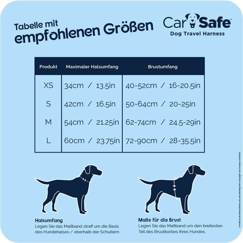 CarSafe Hunde Reisegeschirr, sicher & gesetzeskonform mit dem Hund unterwegs, erfüllt die Straßenverkehrsordnung, Tiere im Auto zu sicheren, für kleine Hunde geeignet (Größe S)
