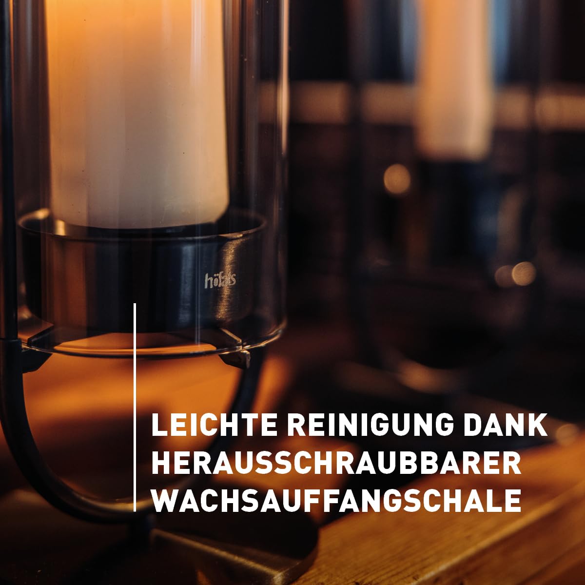 höfats - OVAL Candle 35 schwarz - Windlicht zum Aufstellen oder Hängen - Kerzenständer aus Edelstahl und Glas - Kerzenhalter für Stumpenkerzen bis 10 cm - leichte Reinigung - Höhe 35 cm