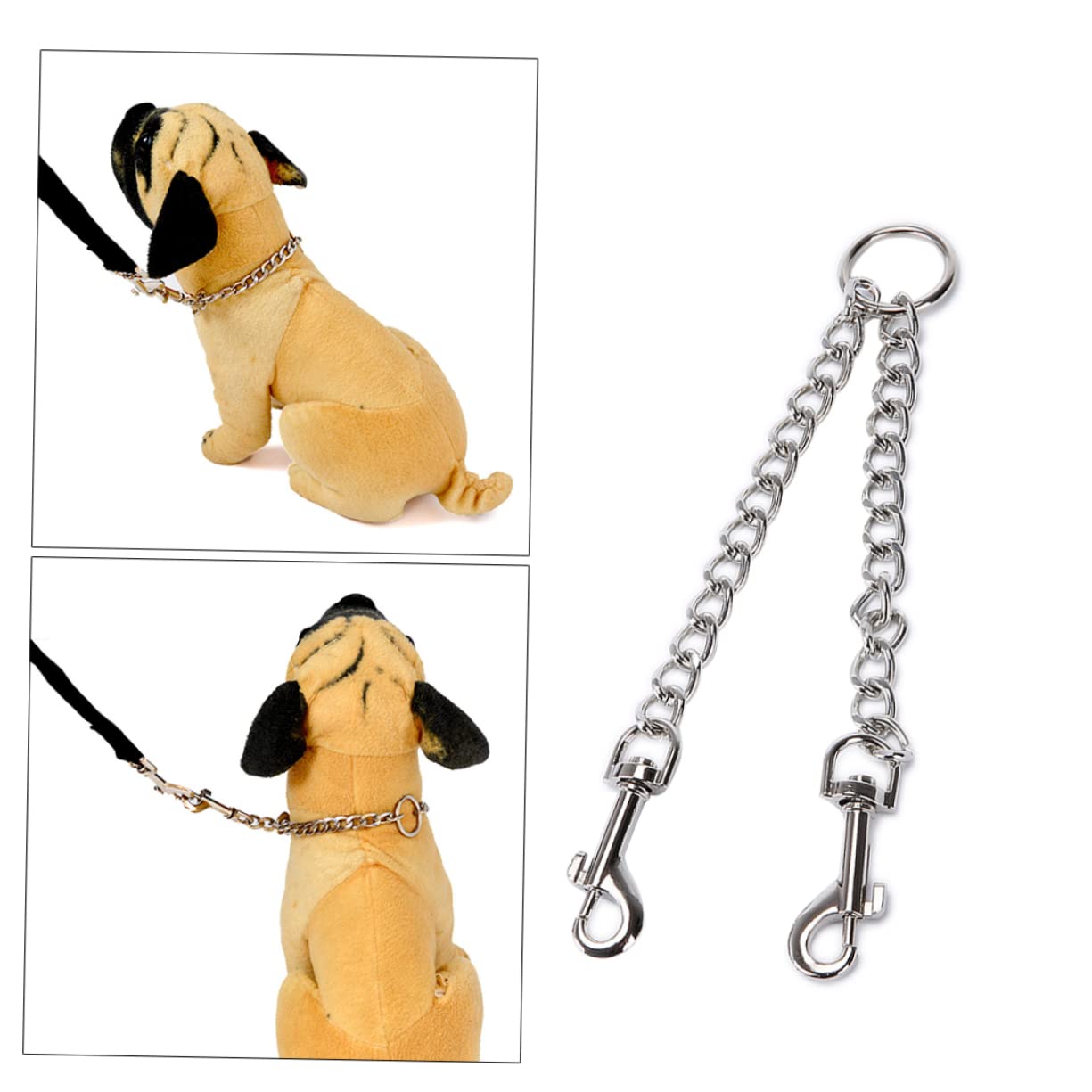Totority Double Head Pet Pulling Rope Durable Stainless Iron Chain Strap for Dogs Fashionable Dual Leash Design for Training and Walks Pet Supplies