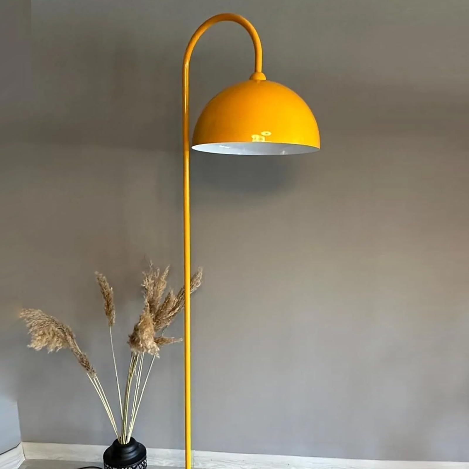 bamyum Gorkiede Lampada da Terra in Metallo, Lampada da Terra per Soggiorno, Camera da Letto, Camera dei Bambini con Attacco E27, Larghezza 30 cm, Giallo