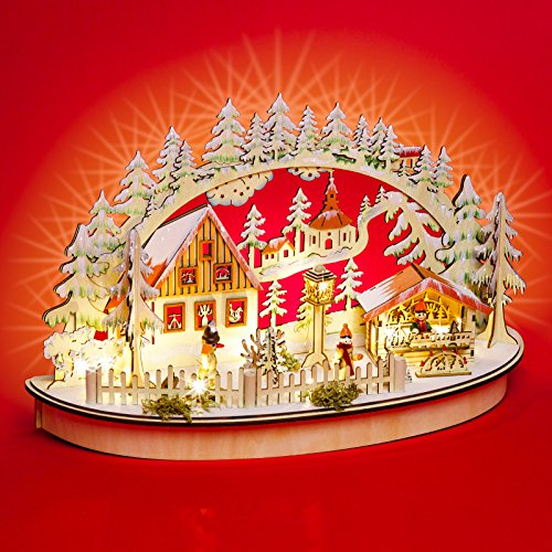 SIKORA LB68 beleuchteter Halbrunder 3D LED Holz Schwibbogen SEIFFENER...