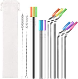 HANNEA® 12 Pcs Stainless Steel Straws