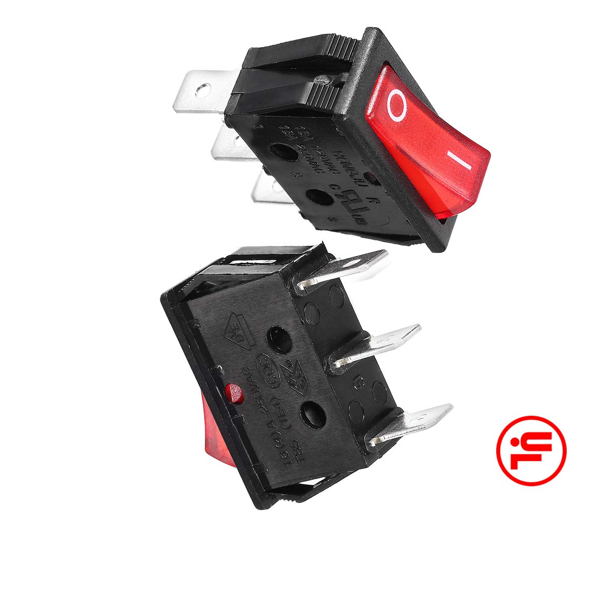 Aexit AC 250V Cleaning Brushes 16A AC 125V 20A KCD3 Red Light Illuminated ON/Off Rocker Antistatic Brushes Switch 5Pcs