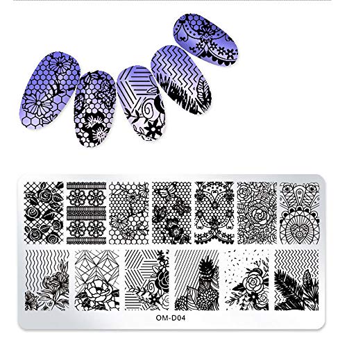 5Pcs Nail Stamp Plates Set Nails Art Stamping Plate Manicuring Accessories Animals Leaves Flowers Fruits Geometry Cartoons Image Template For Diy Nail Art #TOP4