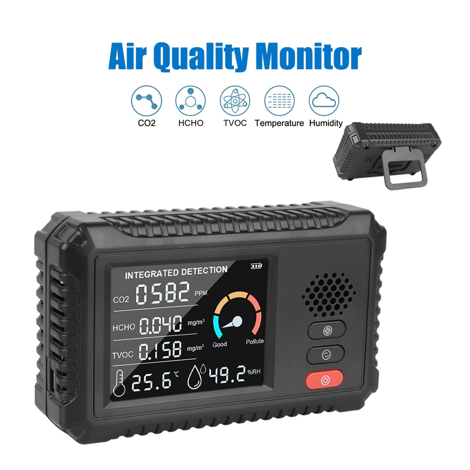 Monitor Jakości Powietrza Wielofunkcyjny Analizator Gazów Biuro W Domu Outdoor TVOC HCHO CO2 Detektor Gazu Czujnik Dwutlenku Węgla Tester Powietrza