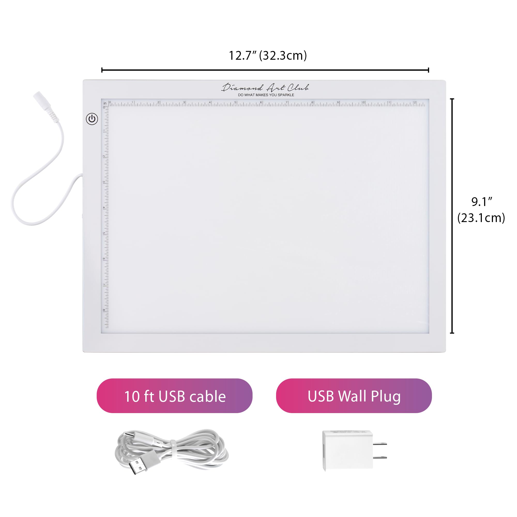Diamond Art Club Bloc lumineux A4 LED USB pour peinture diamant et loisirs créatifs, outils et accessoires d'art diamant 5D, 35,8 x 26,9 cm