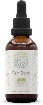 HerbEra Red Sage B60 Alcohol-Free Herbal Extract Tincture, Concentrated Liquid Drops Natural Red Sage Salvia Miltiorrhiza 2 fl oz