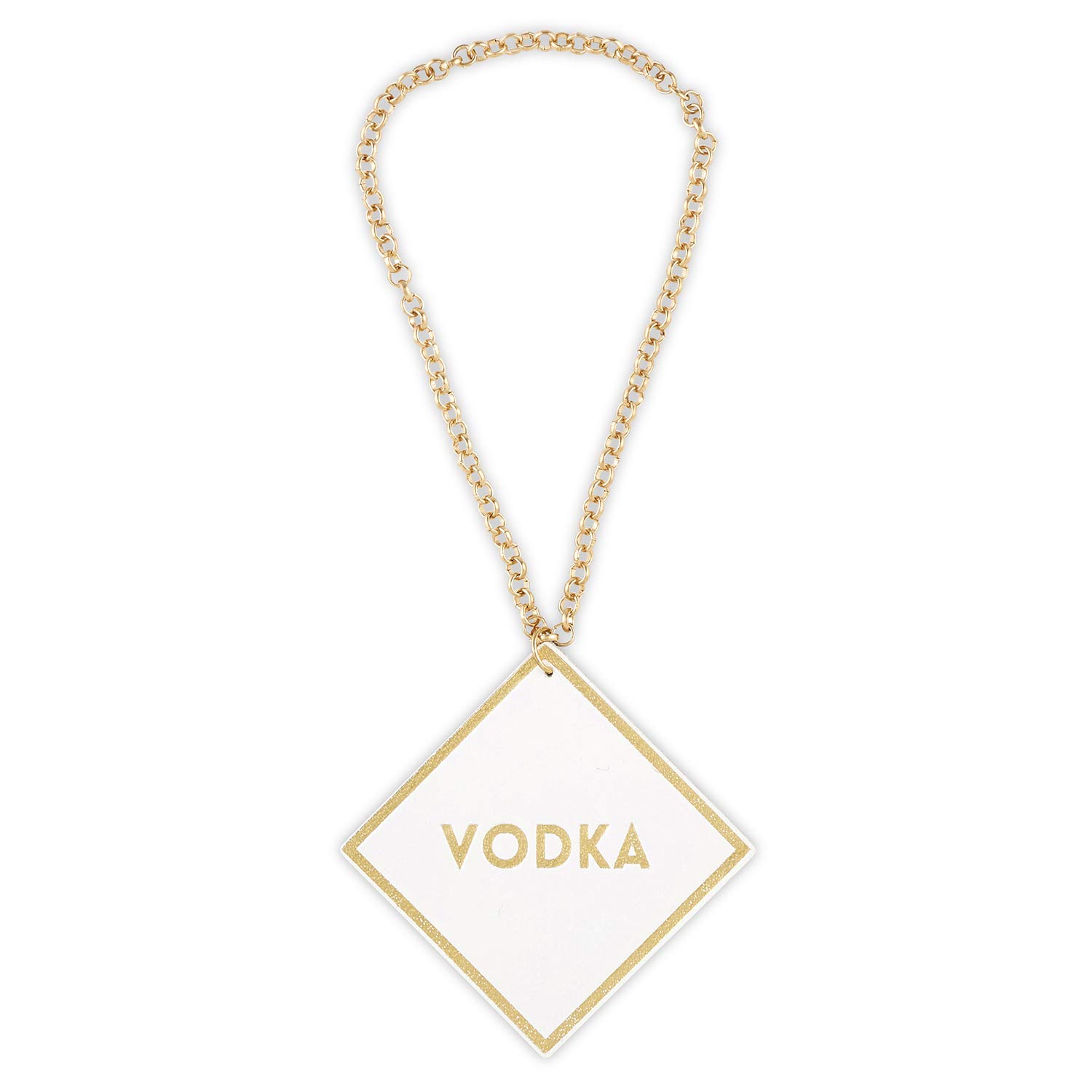 Creative Brands Sippin' Pretty Lot de 5 étiquettes à décanter en cuir Blanc/doré 5 cm