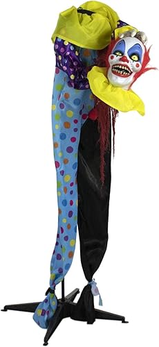 Miniatura 9 de Haunted Hill Farm Payaso parlante aterrador de tamaño real con luces y sonidos activados por el tacto, funciona con pilas, decoración