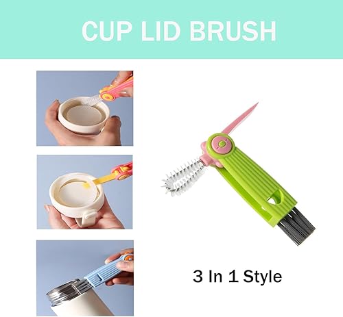 Miniatura 10 de Juego de cepillos de limpieza 5 en 1, limpiador de cepillos de botella multifuncional, cepillos para botellas de agua para limpiar el hogar, limpiar