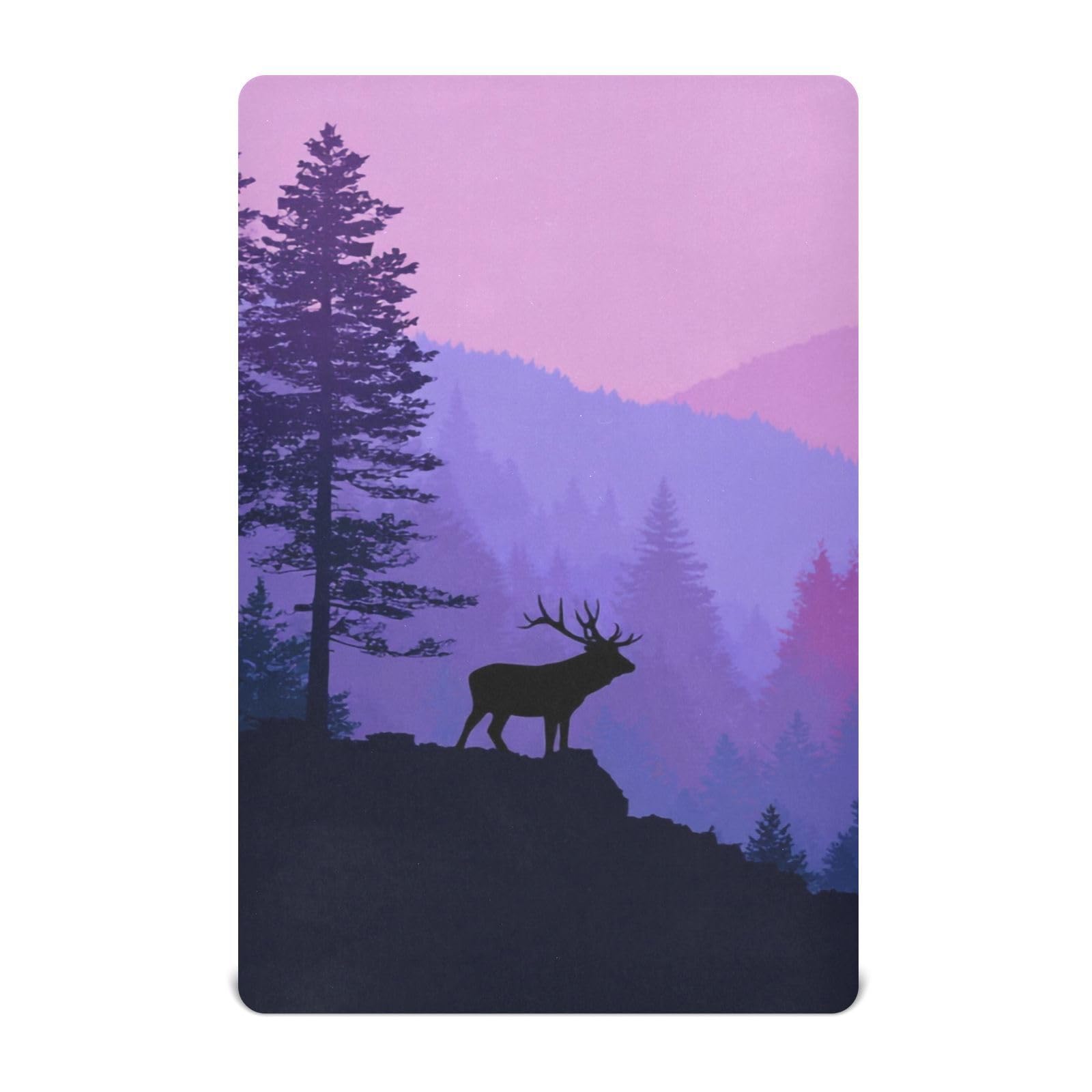 Crib Sheet Breathable Soft Crib Mattress Sheet for Baby Toddler Boys Girls Fitted Crib Sheet Fit Standard Crib Mattress 39 x 27 Inch Purple Stag Forest Trees