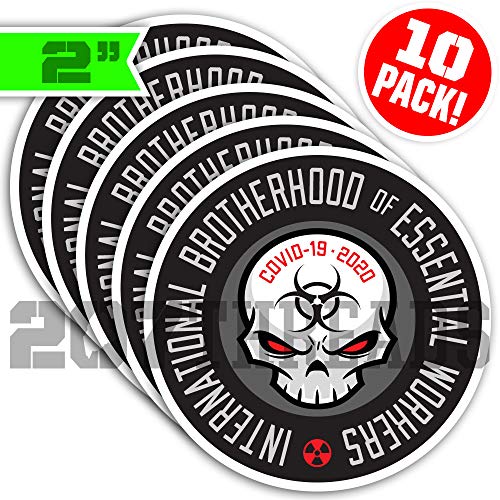 10 PACK 2" International Brotherhood of Essential Workers Hard Hat Sticker Pack Nuclear
