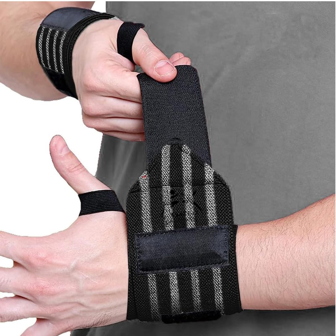 Kwirfy Wrist Supporter for Gym Wrist Band/Wrap for Men Gym & Women with Thumb Loop Straps - Gym Accessories for Men & Women Hand Grip & Wrist Support Sports Straps for Weight Lifting (1 Pair) (B0CD4G8JMR) Amazon Price History, Amazon Price Tracker