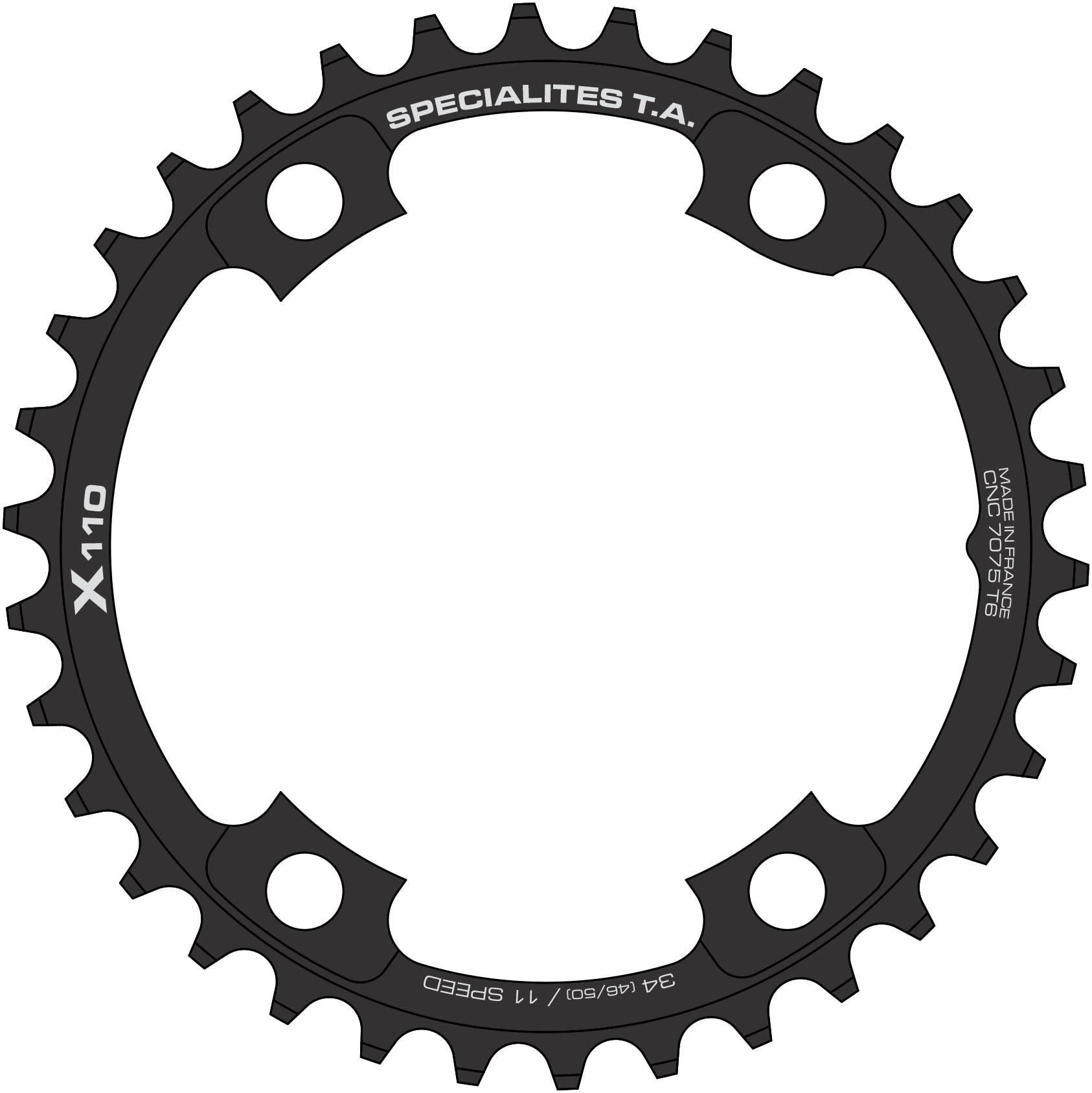 Spécialités TA X110 4 Arm 11 Speed Chainring, Black, Inner, 33t