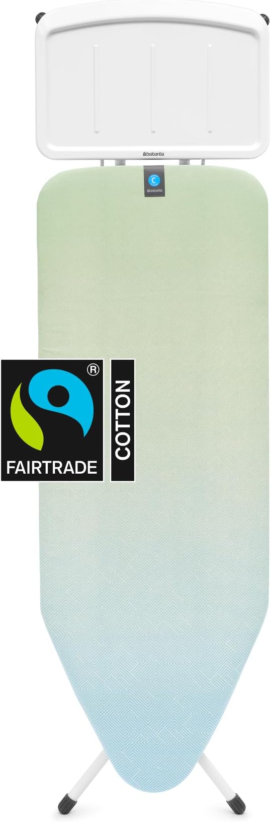 XL Comfort Ironing Board with Solid Steam Generator Rest | Large (Size C) | Fairtrade Soothing Sea Cover | Adjustable Height (27-38"), XL Rest, Easy Fold, Anti-Collapse Lock, Non-Slip Feet