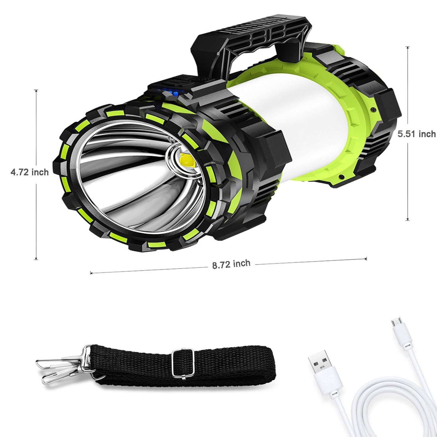 Linterna LED grande de 22000 lm, 6 modos recargables, de mano, para camping, caza, luces de trabajo portátiles para emergencias en interiores y exteriores