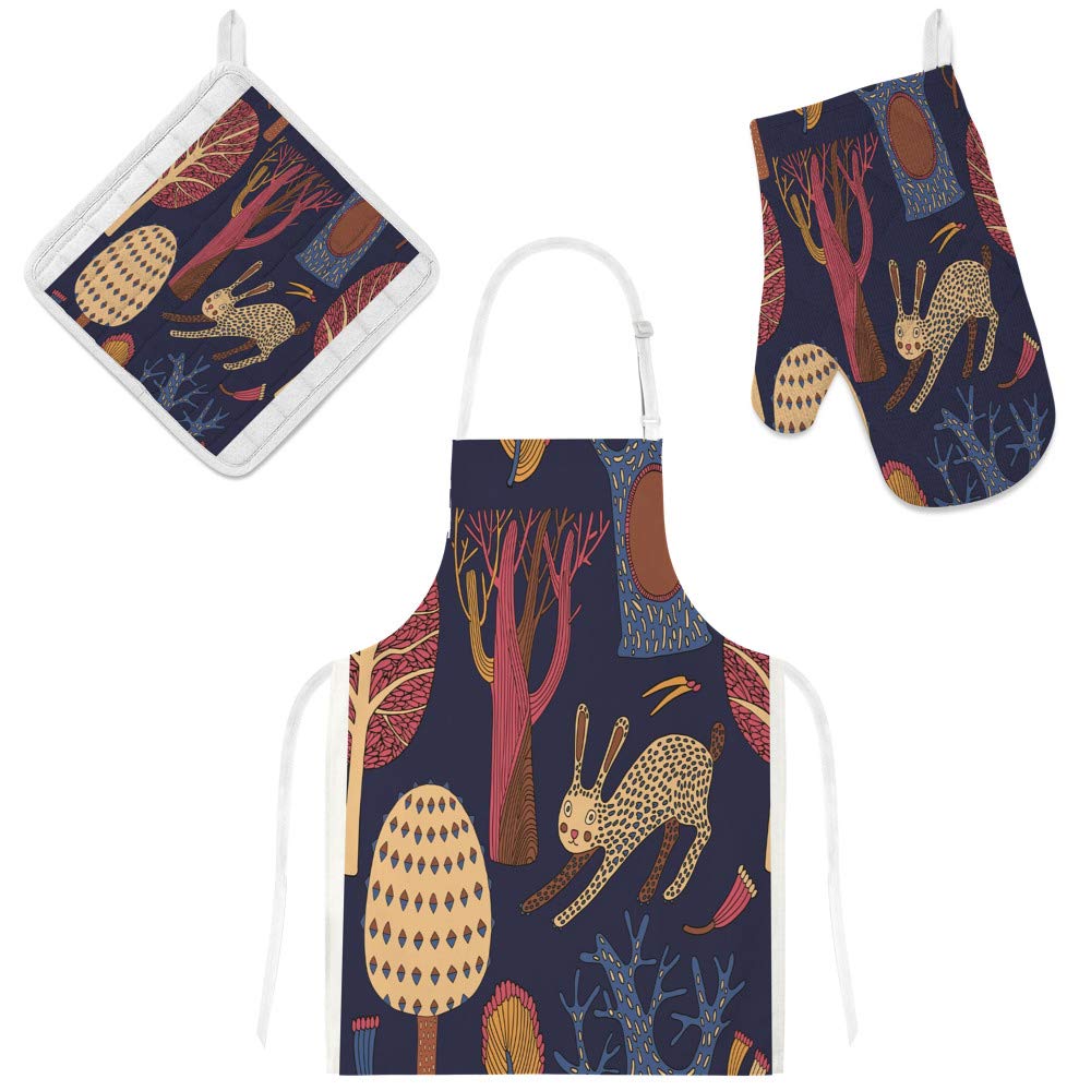 Tablier de cuisine réglable avec poches anti-taches et gant