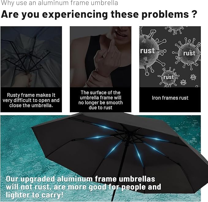 615XSXzWK6L inulec Automatic Travel Umbrella - Stylish Windproof For Rain & Compact, Strong for Wind, Auto Open/Close Button, Travel-Friendly 3-Fold Design Perfect Umbrella for Men & Women