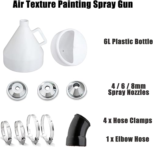 Miniatura 6 de Boquillas de 460.315 in, pulverizador de pintura con textura de paneles de yeso, pistola de pulverización de tolva de aire de 1.58 galones (6L) con