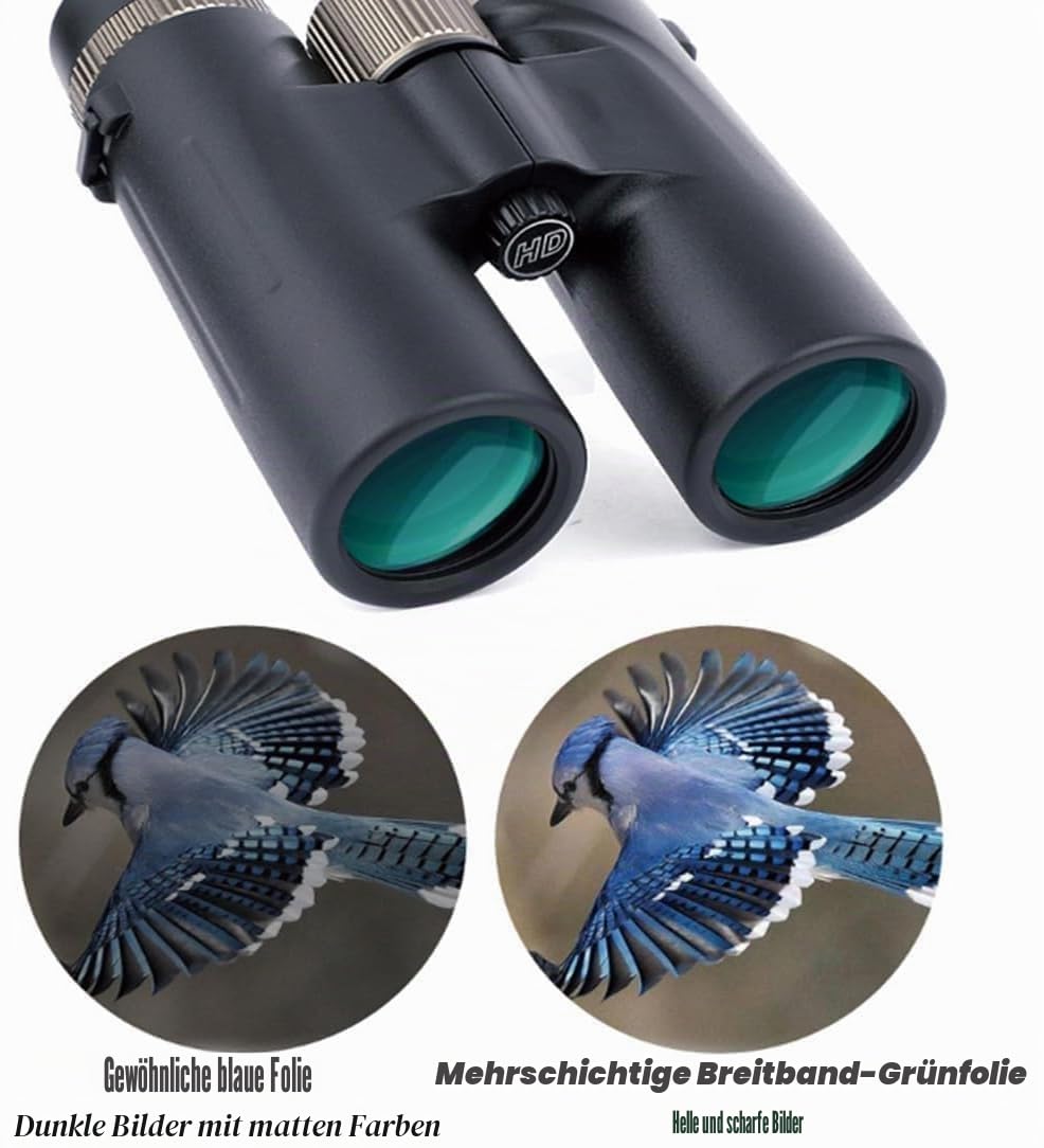 Warmax Fernglas 12x42, 2025 Hochleistungsfernglas für Erwachsene, beschlagfrei und wasserdicht, perfekt für Vogelbeobachtung, Reisen, Sternbeobachtung, Jagd und Konzerte (Black)